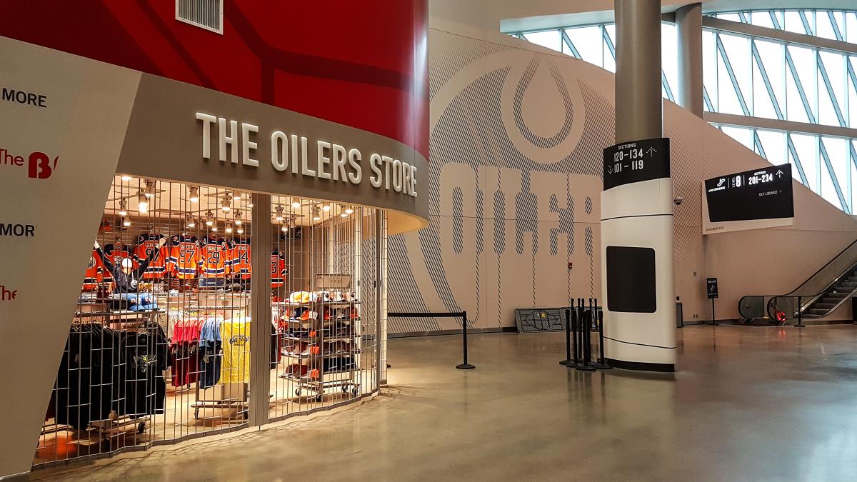 Rogers Place - The Edmonton Oilers pop-up store located